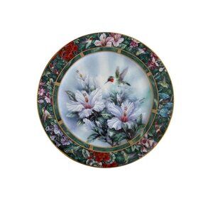 The Ruby Throat Hummingbird Plate Lena Liu WL George 1992 Vintage 7.75" no 8742A